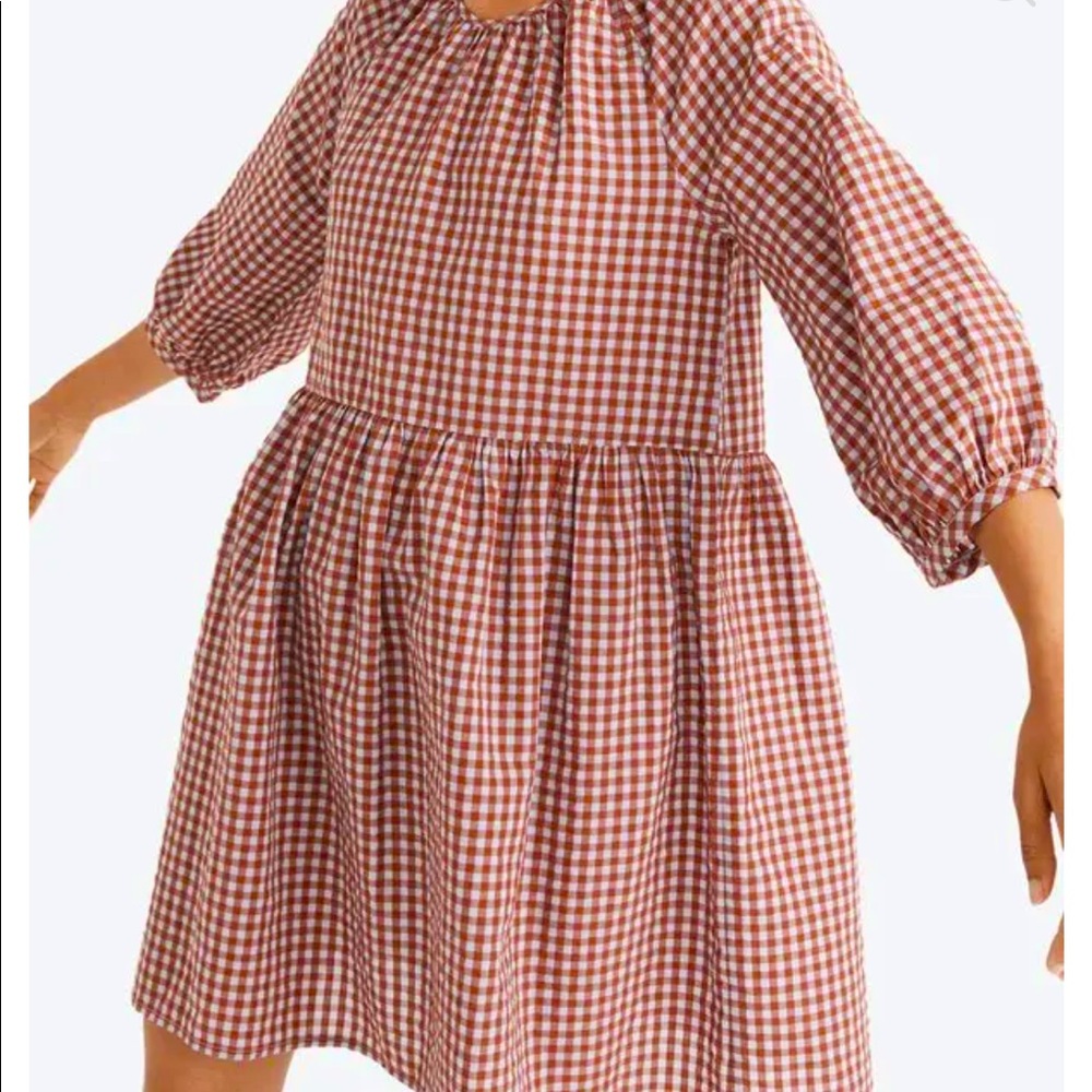 NWT Madewell Gingham Easy Smock Dress - Size 4 - New Dawn. (Rust)